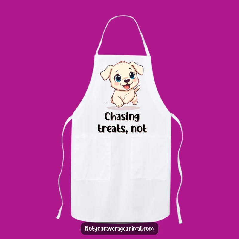 Funny Puppy Tail Chase Apron: Whimsical Dog Chef, Great Funny Gift for Pet Parents