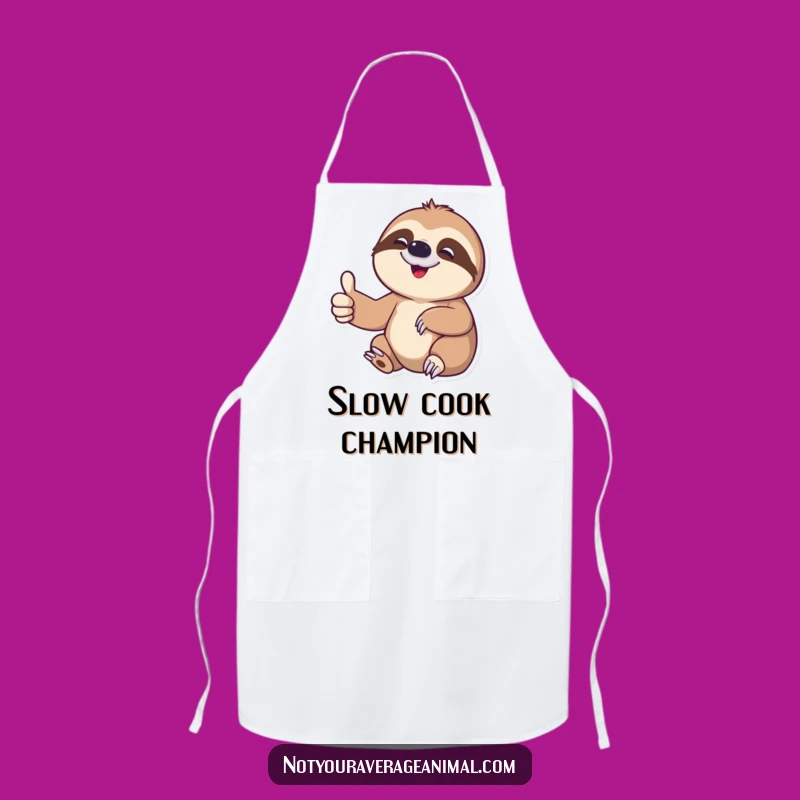 Funny Sloth Thumbs Up Apron: Cook with Hilarious, Slow Approval