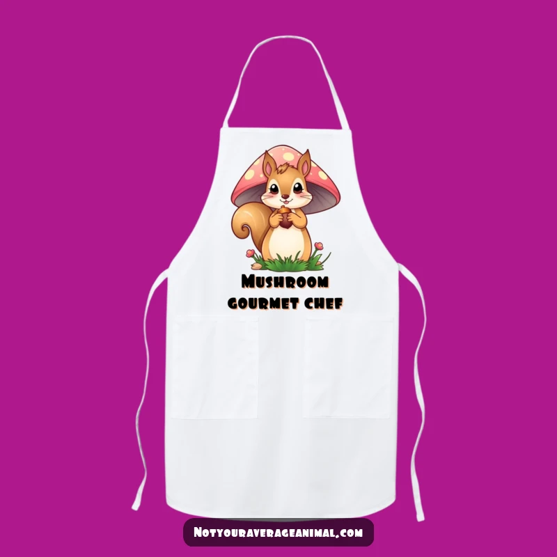 Funny Squirrel Apron: Kitchen Whimsy with Curious Mushroom Cook, a Chef's Funny Gift!