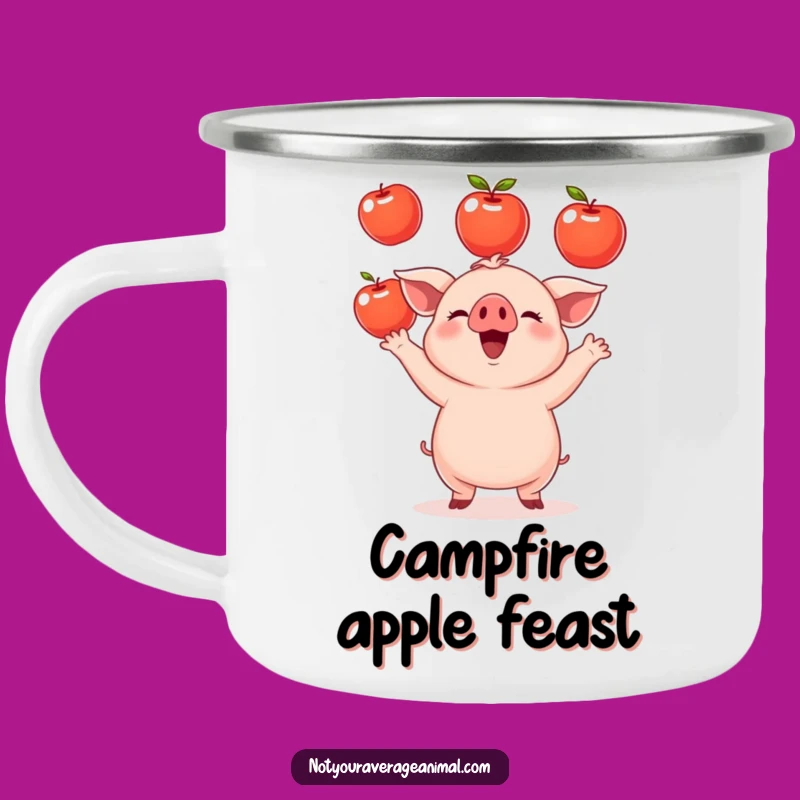 Funny Piglet Camping Mug: Juggling Apples, Farm Outdoor Gift