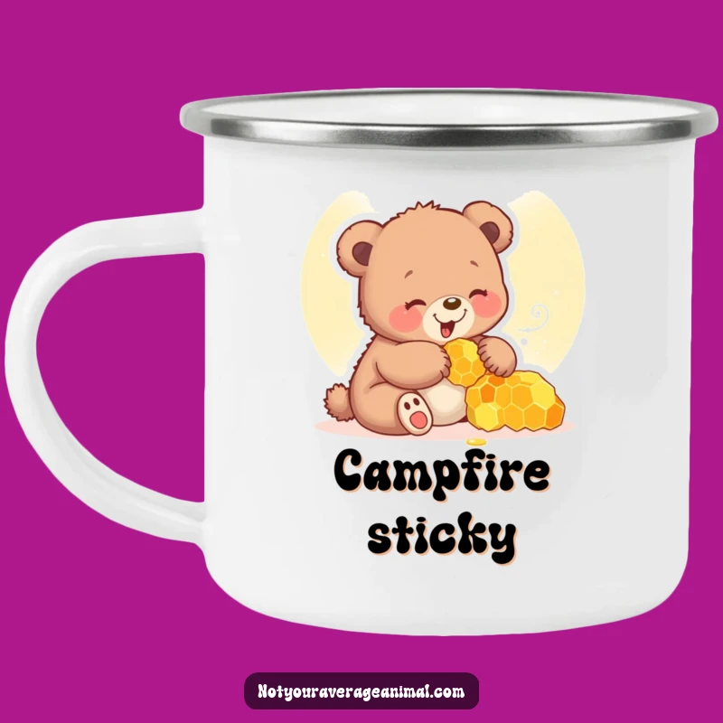 Funny Bear Cub Camping Mug: Sip Sweetness with a Giggling Friend Outdoors!