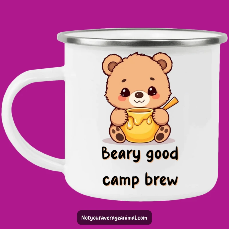 Funny Bear Cub Honey Pot Camping Mug: Sweet Adventure Fuel for Bear Fans