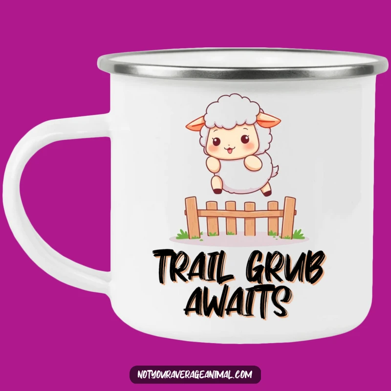 Funny Sheep Camping Mug: Playful Leaper for Outdoor Farm Fun Gift