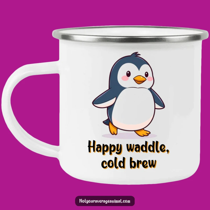 Funny Proud Penguin Waddling Camper Mug - Winter Adventure Sip, Hilarious Gift