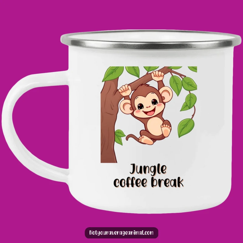 Funny Silly Monkey Swinging Camper Mug - Jungle Adventure Sip, Hilarious Gift