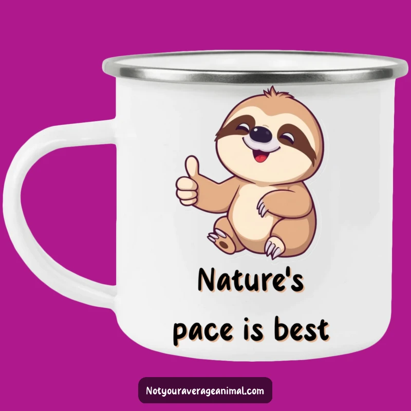 Funny Sloth Thumbs Up Camping Mug: Adventure with Slow Humor
