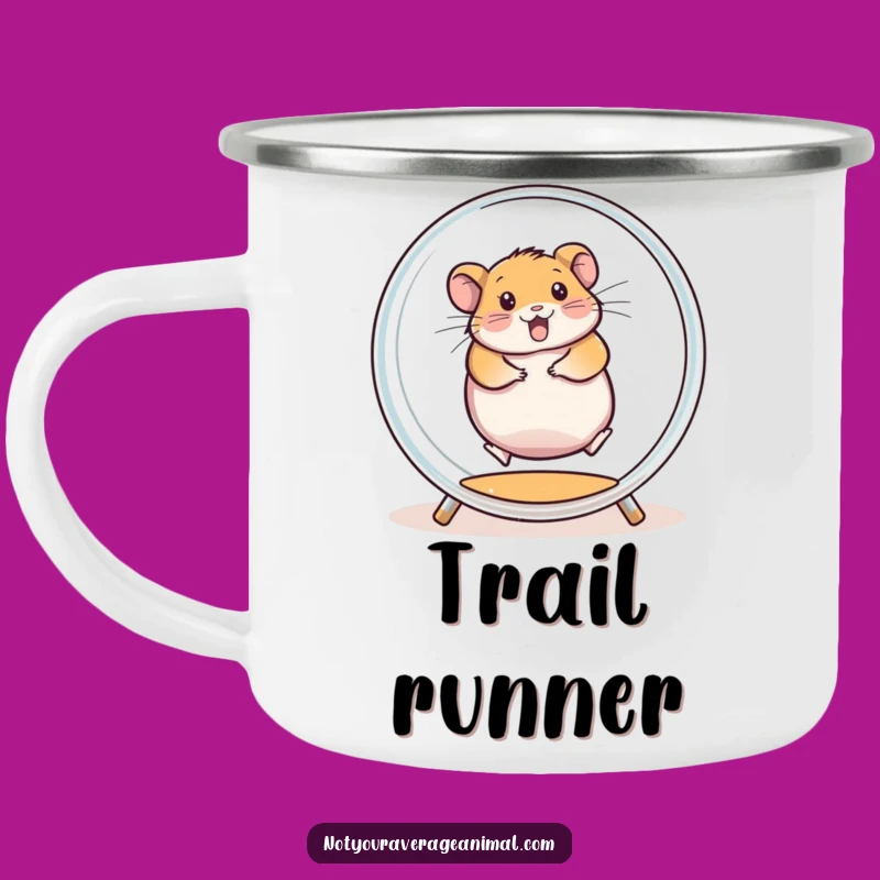 Funny Camp Mug: Hamster's Energetic Wheel Spin