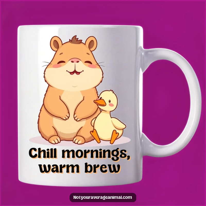 Funny Capybara & Duck Mug: Peaceful Pals for a Hilarious Morning