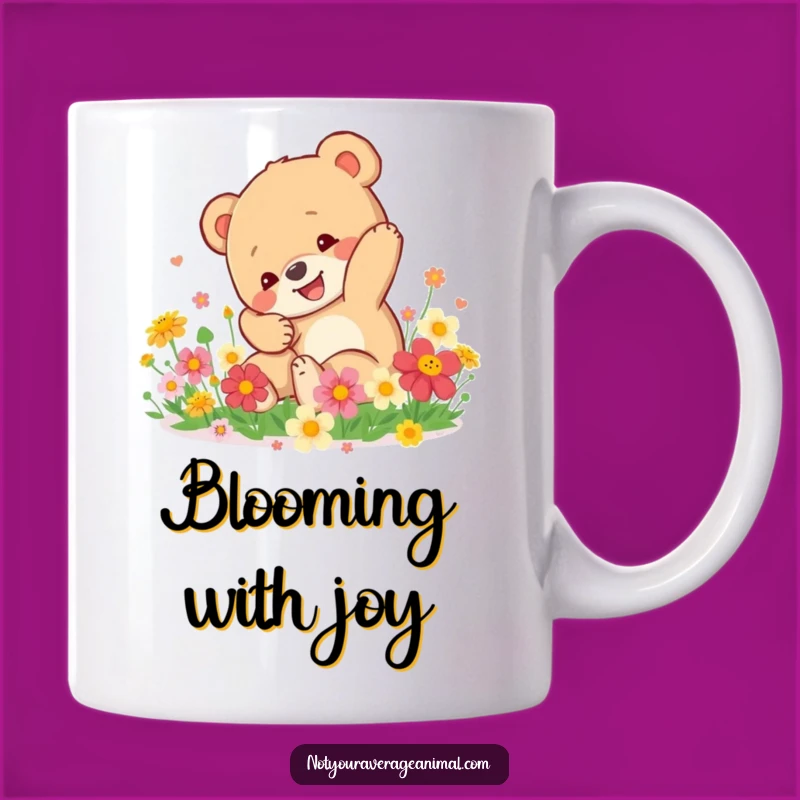 Funny Bear Cub Mug: Happy Tumble in Flowers, a Joyful Funny Gift!