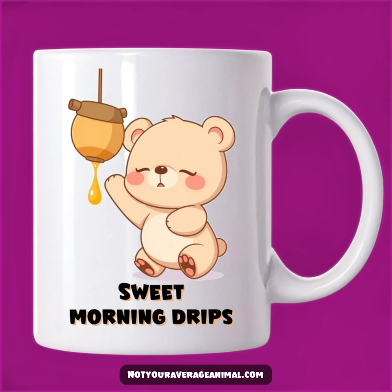 Funny Bear Cub Mug: Sleepy Reach for Honeypot Gift