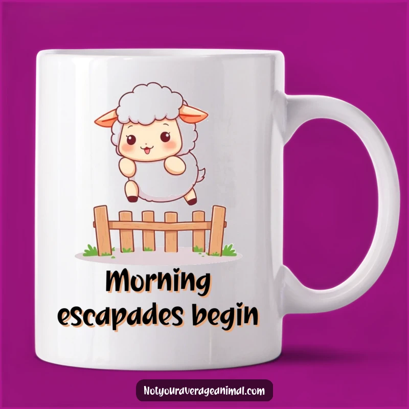 Funny Sheep Leaping Mug: Playful Character for Your Morning Coffee Gift