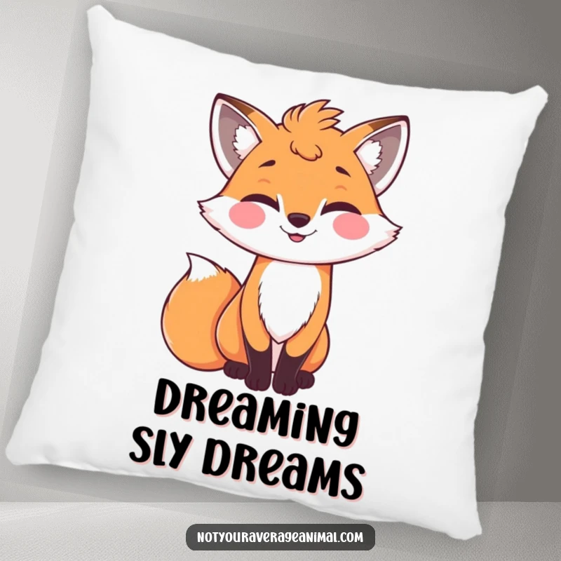 Funny bright fox with a bushy tail winking, a soft and humorous pillow.