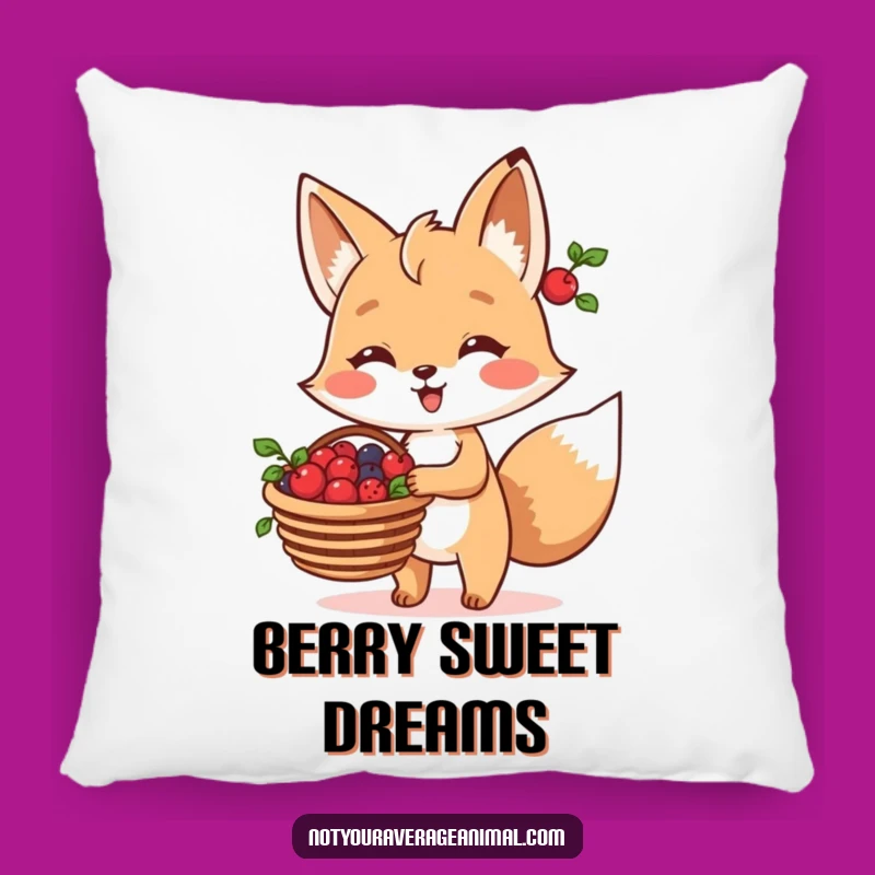 Funny Fox Berry Basket Pillow: Cuddle Up with Woodland Comfort!