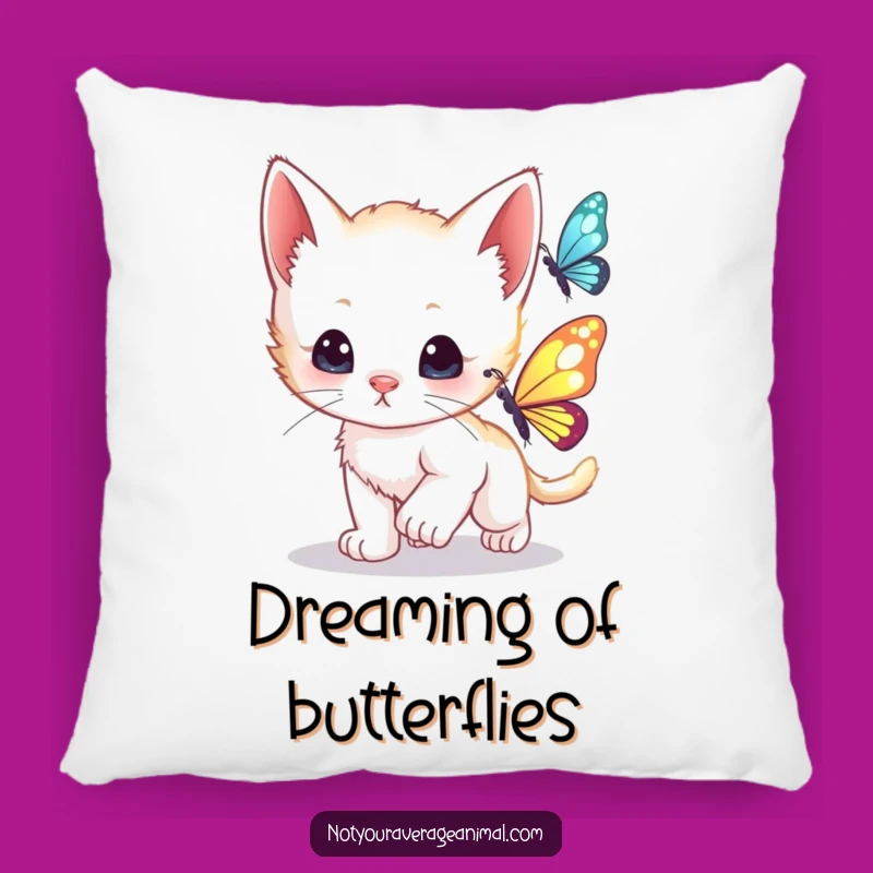 Funny Kitten Pillow: Curious Cub Butterfly Comfort, A Cozy Funny Gift