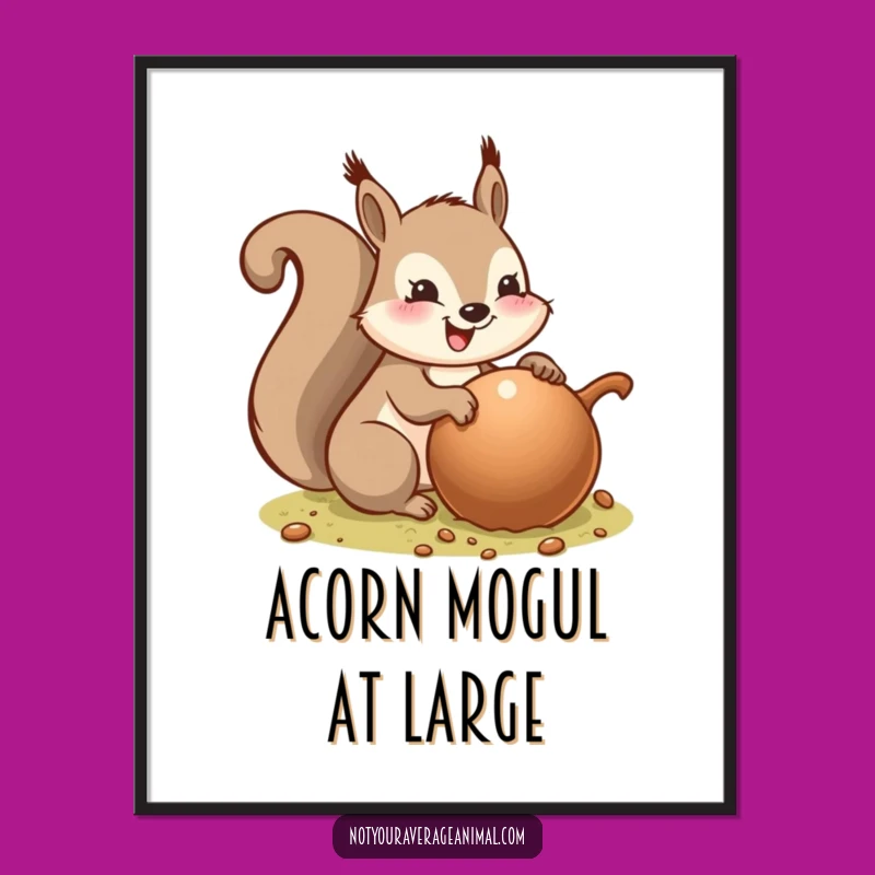 Funny Squirrel Giant Acorn Digital Art - Instant Humorous Download
