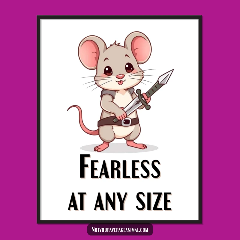 Funny Brave Mouse Sword Digital Art: Instant Heroic Decor, a Perfect Funny Gift