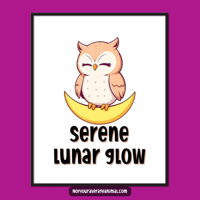 Funny Owl Moon Digital Art: Instant Serenity, a Charming Funny Gift