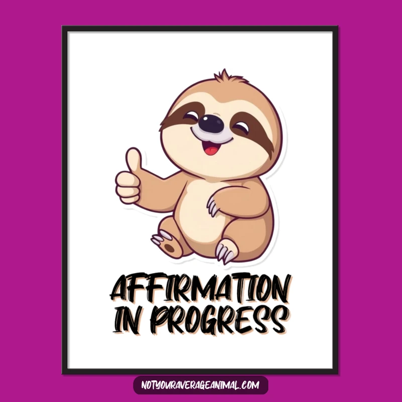 Funny Sloth Thumbs Up Digital Art: Instant Hilarious Wall Decor