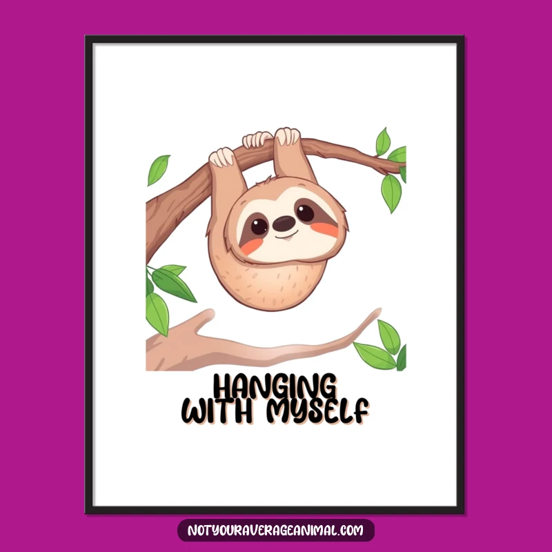 Funny Sloth Digital Art: Instant Download of Upside-Down Happiness