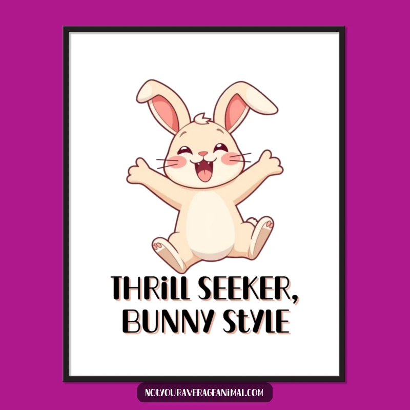 Funny Leaping Bunny Digital Art - Instant Joyful Download
