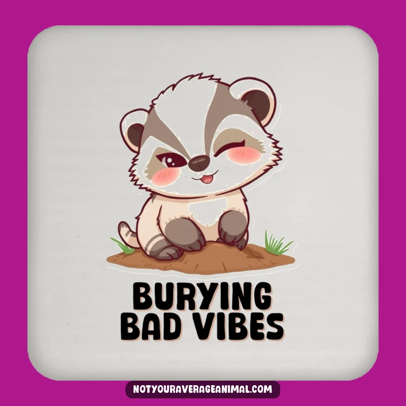 Funny Mischievous Badger Winking Coaster, Hilarious Protection for Your Surfaces