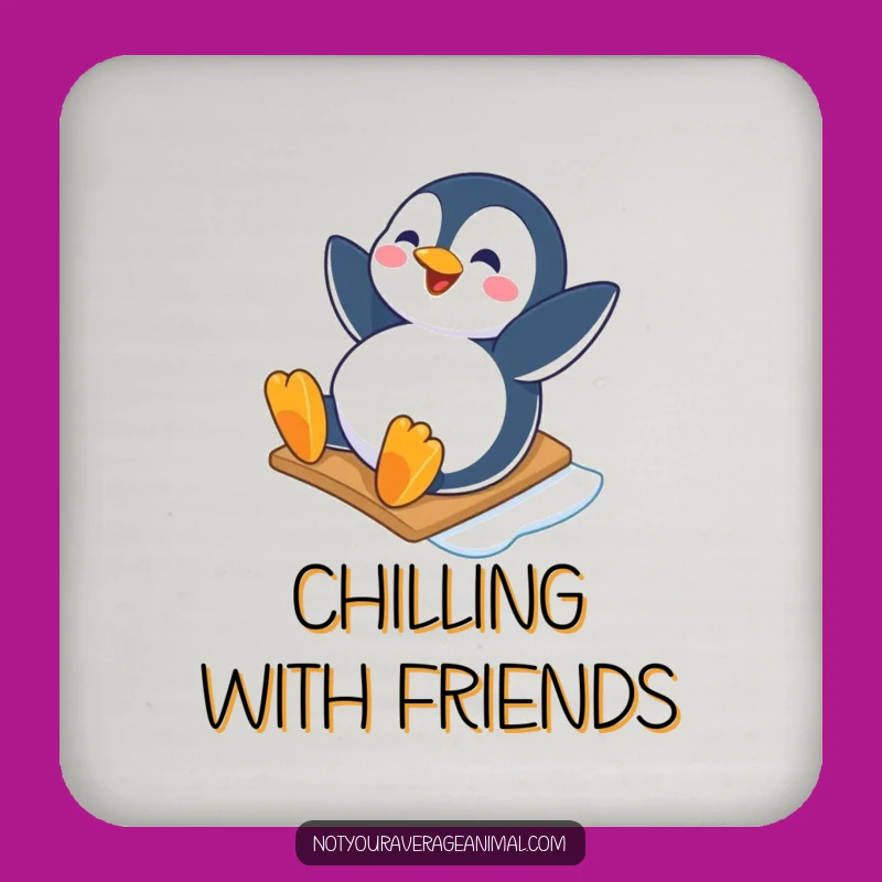 Funny Penguin Coaster: Happy Slider for Cool Surface Protection Gift