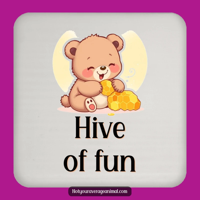 Funny Bear Cub Drink Coasters: Protect Surfaces with Giggles & Honey!