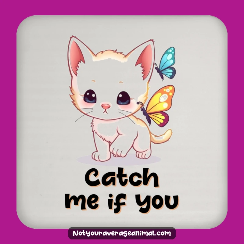 Funny Kitten Coaster: Curious Cub Chase Protection, A Cute Funny Gift