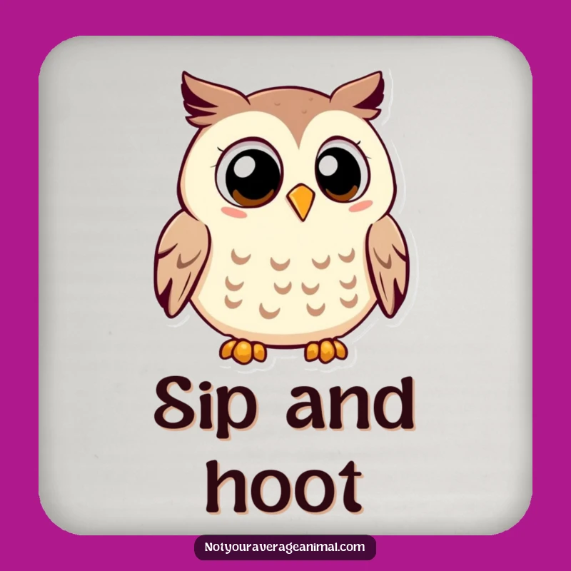 Funny Owl Drink Coasters: Protect Surfaces with Wisdom & Contented Hoots!