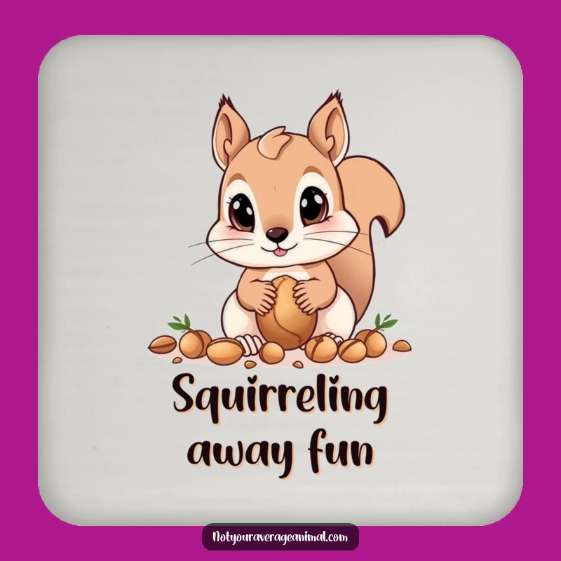 Funny Squirrel Coasters - Big Eyes Gathering Nuts, Protect Surfaces Gift!
