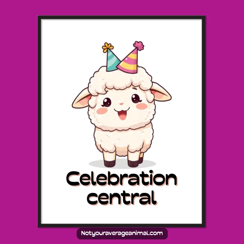 Funny Sheep Party Hat Poster Add Festive Cheer to Your Walls