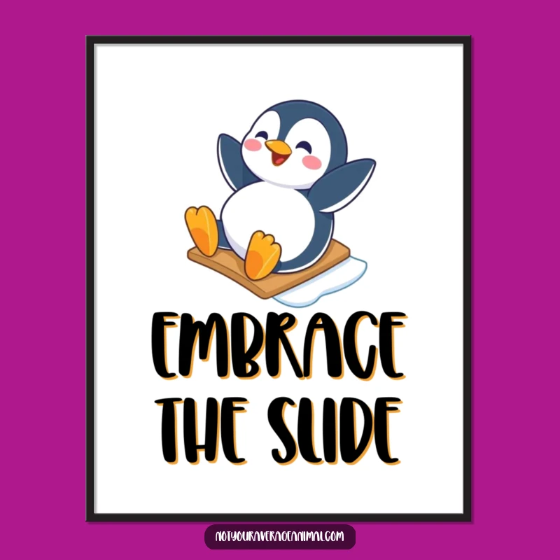 Funny Penguin Poster: Happy Slider for Joyful Winter Wall Art Gift