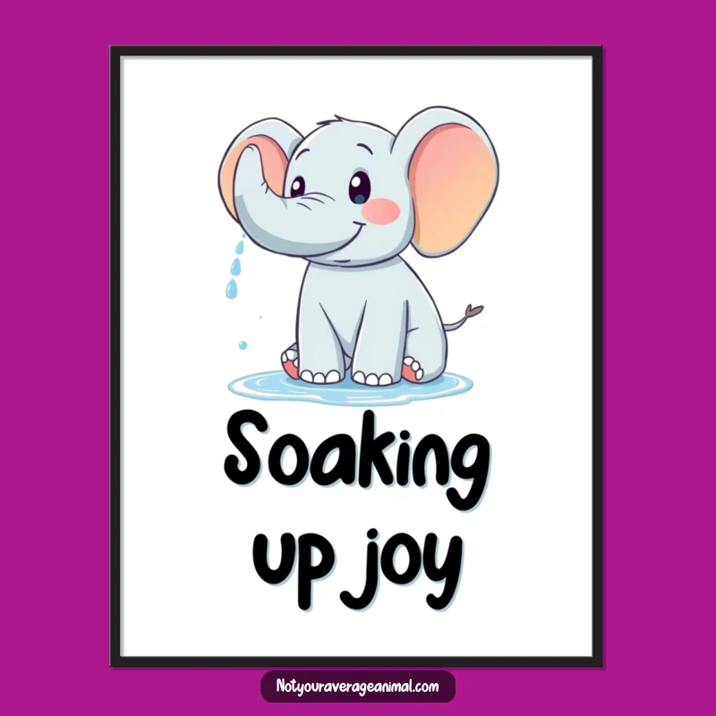 Funny Elephant Trunk Spray Poster - Whimsical Animal Wall Art Gift