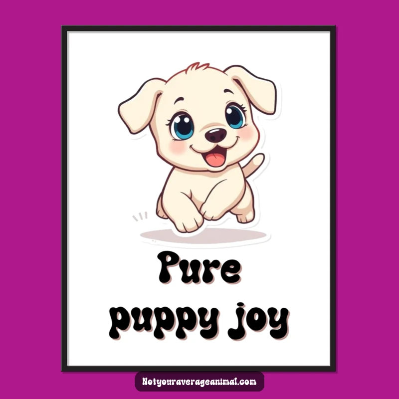Funny Puppy Tail Chase Poster: Cute Dog Art, Perfect Funny Gift for Dog Lovers' Walls