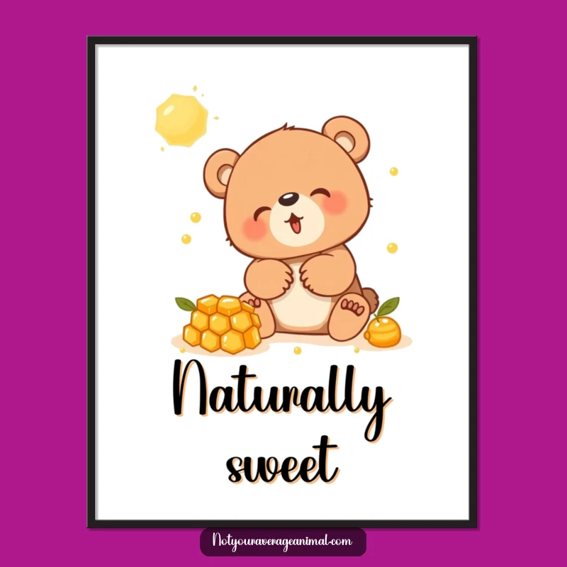 Funny Giggling Bear Cub Poster - Adorable Animal Art Print Gift