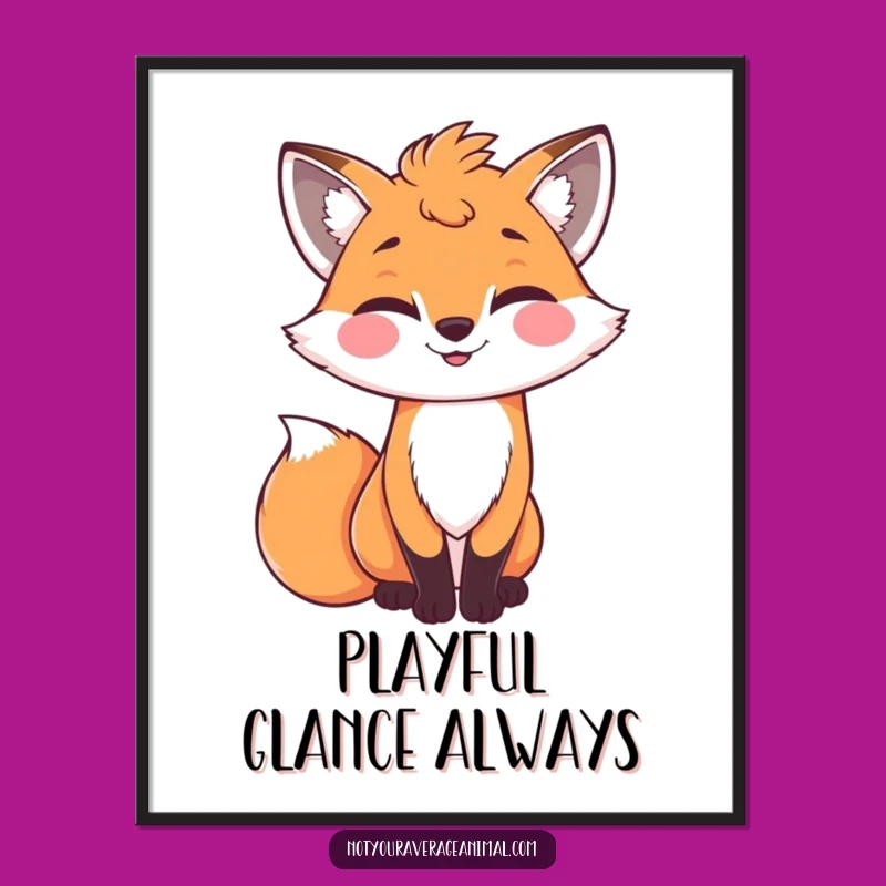 Funny Winking Fox Poster - Cheeky Wall Art & Amusing Gift