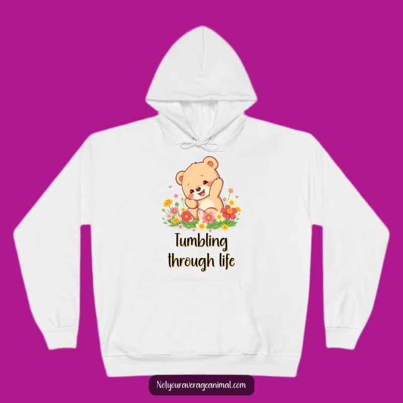 Funny Bear Cub Hoodie: Cozy Flower Tumble, the Ultimate Funny Gift!
