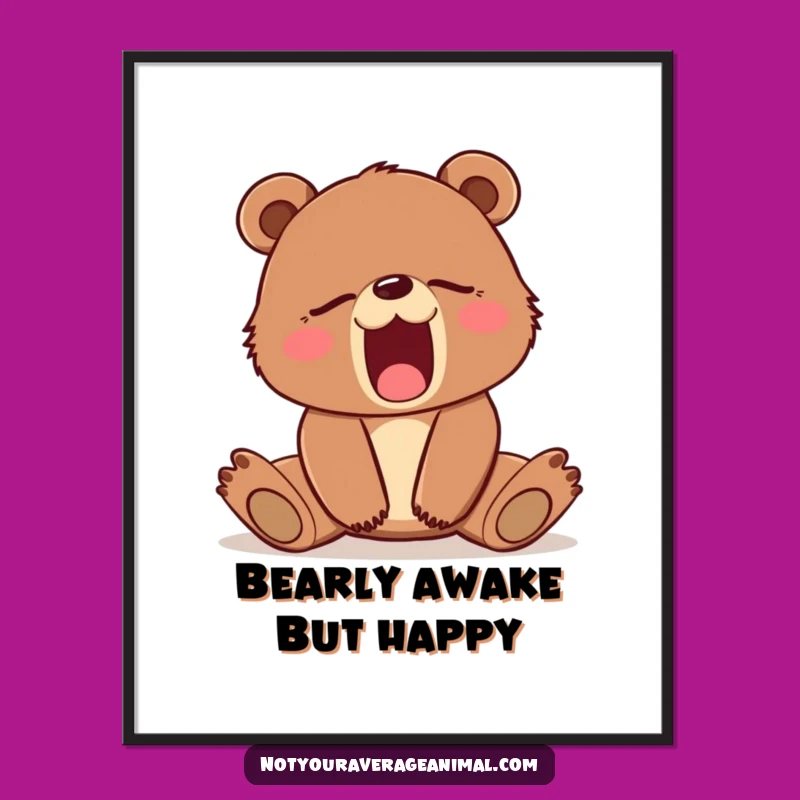 Funny Free Printable Wall Art: Sleepy Bear Cub Yawn Decor