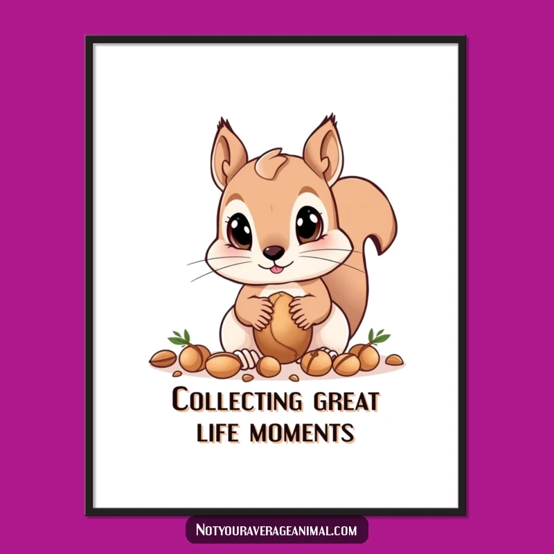 Free Printable Squirrel Wall Art: Big Eyes Nut Gathering Downloadable Decor