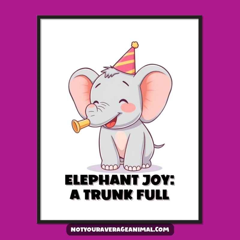 Free Printable Elephant Wall Art: Joyful Horn Blower for Fun Downloadable Art!