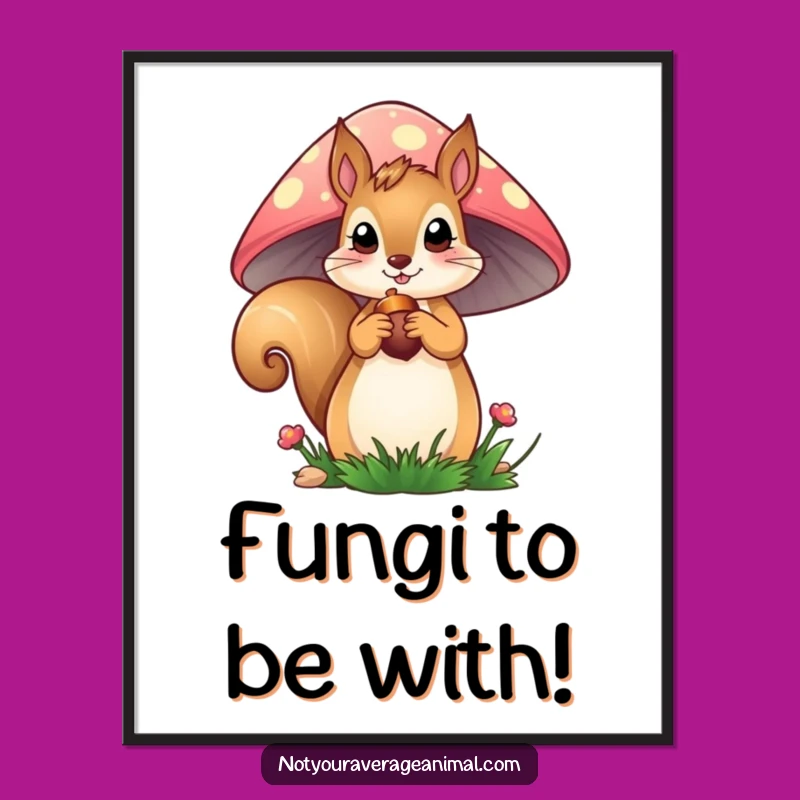 Free Printable Squirrel Art: Funny Downloadable Mushroom Acorn Woodland Decor