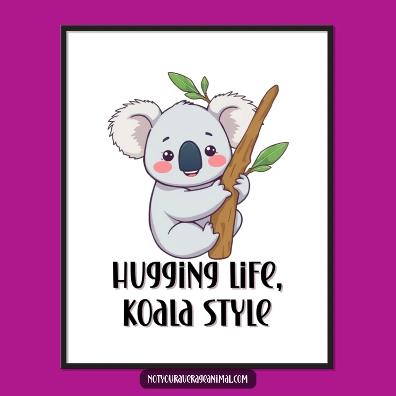 Free Printable Wall Art: Happy Koala Eucalyptus Downloadable Art
