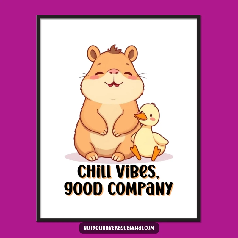 Funny Free Printable Wall Art: Giggling Capybara, Tiny Duck Downloadable Decor