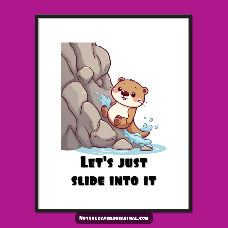 Funny Free Printable Wall Art: Playful Otter, Splash Downloadable Decor