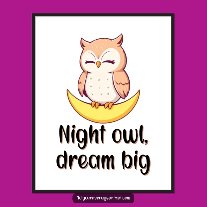 Funny Free Printable Wall Art: Owl on Moon - Cozy, Downloadable Decor for Your Home!