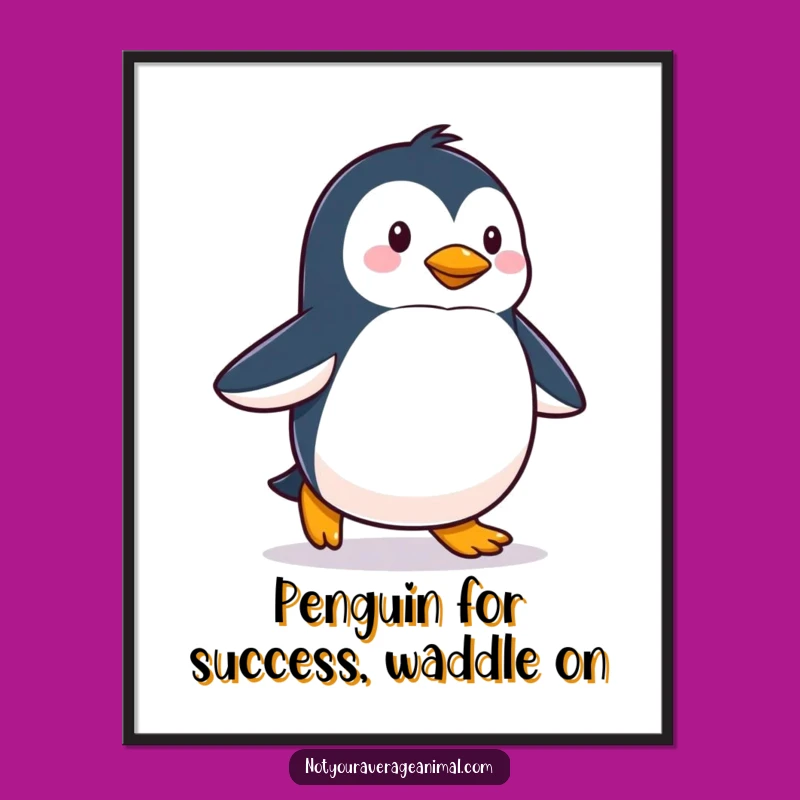 Free Printable Wall Art: Proud Penguin Waddles, Funny Downloadable Art