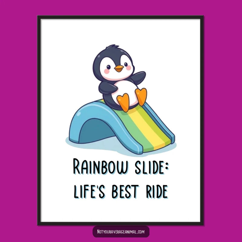 Free Printable Penguin Wall Art: Hilarious Rainbow Slide Art for a Fun Downloadable Gift!
