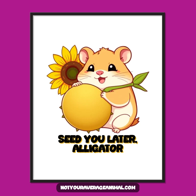 Funny Free Printable Wall Art: Happy Hamster Nibbling, Quirky Downloadable Decor