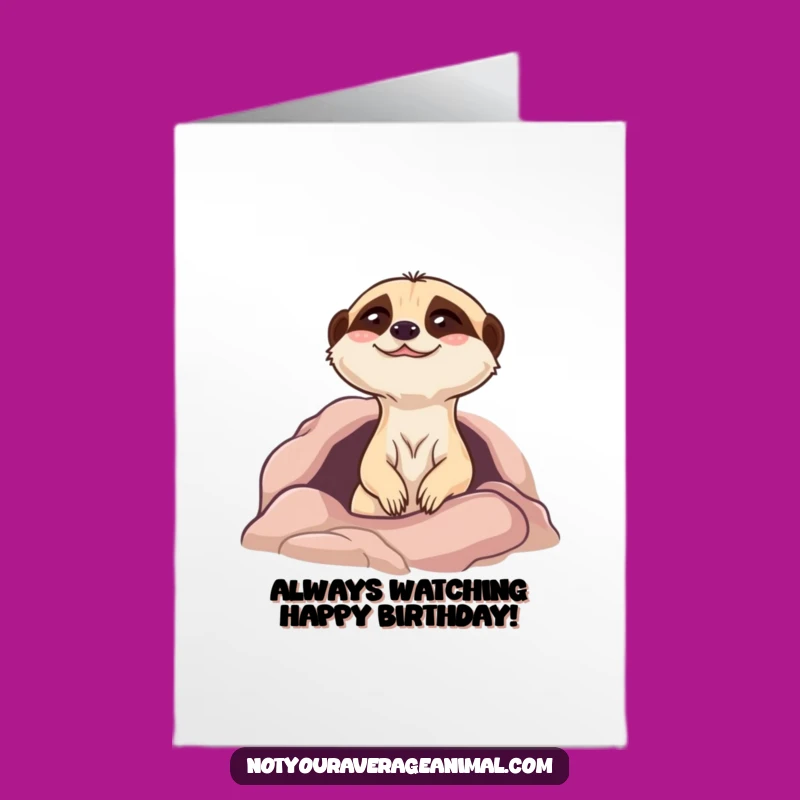 Free Printable Birthday Card: Giggling Meerkat Popping Up Funny Downloadable Gift