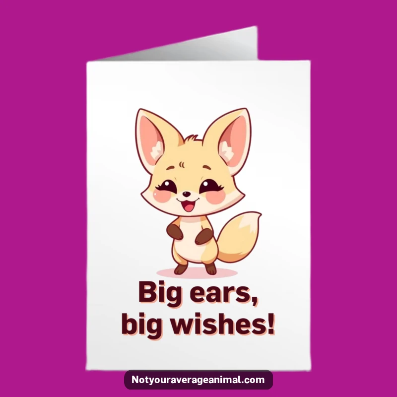 Free Printable Birthday Card: Dancing Fennec Fox Funny Downloadable Gift